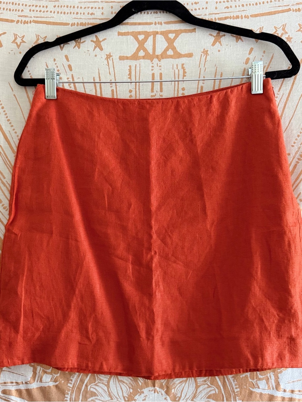 Reformation A-Line Skirt in Rust Orange